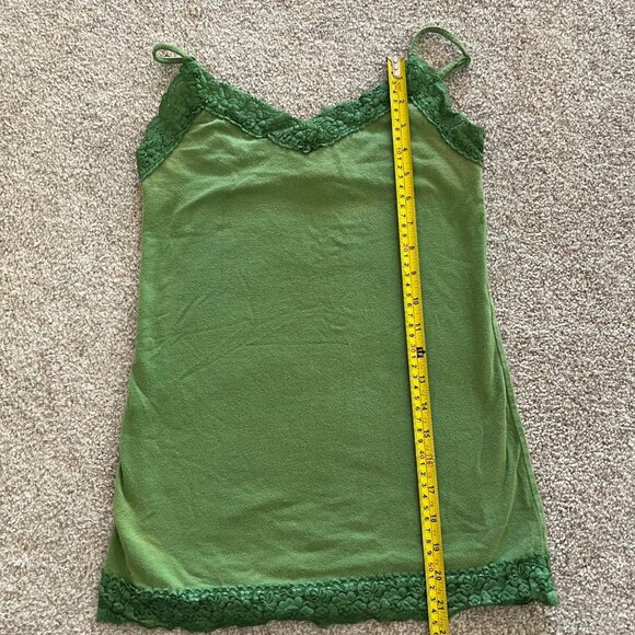 SOLD Y2K Green Lace Trim Hem V-neck Old Navy Spaghetti Strap Cotton Tank Top M - Picture 5 of 6
